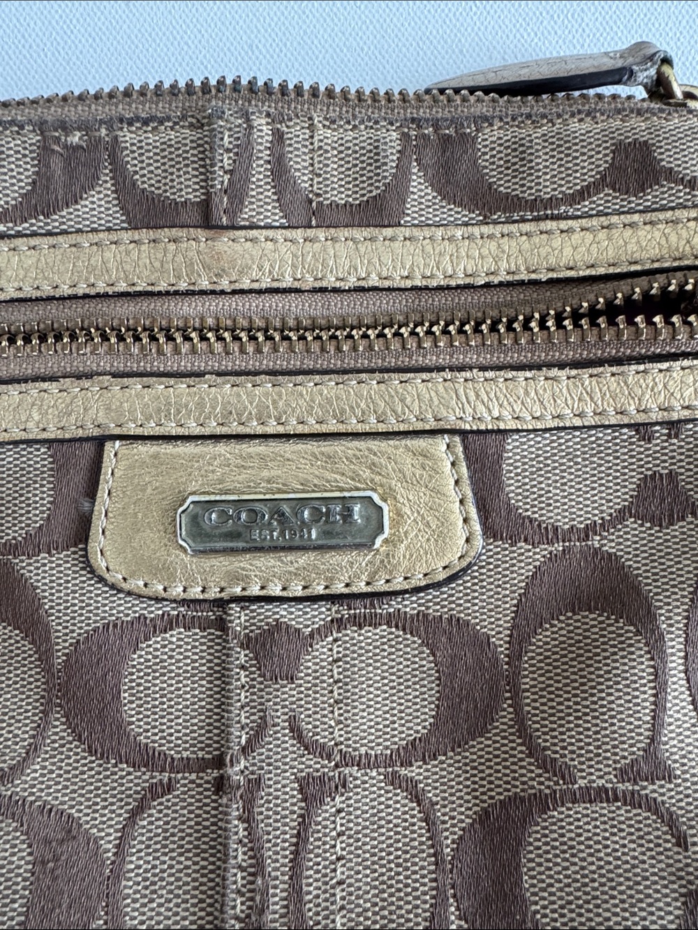 Coach Brown Signature Canvas Crossbody with Gold Hardware - Picture 4 of 8